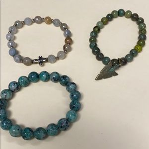 Multiple Natural Stone/Glass Bead bracelets